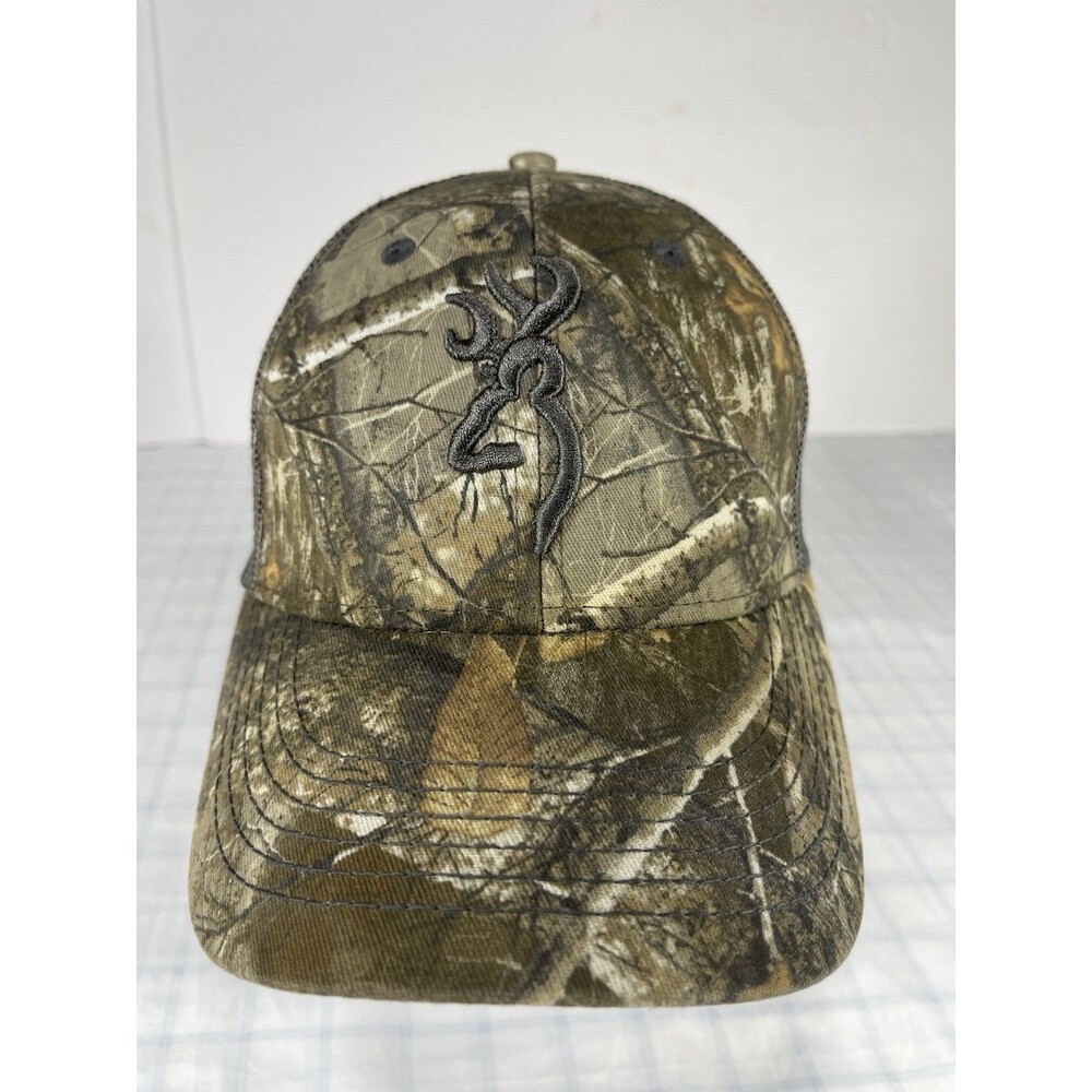 Browning Camo Mesh Trucker Hat Realtree Edge Snapback Cap Hunting One Size